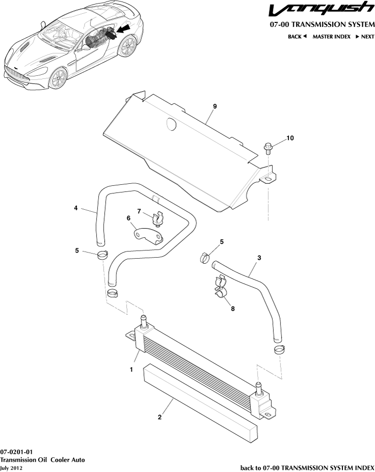 Transmission Oil Cooler of Aston Martin Aston Martin GT VANQUISH (2013-2018)