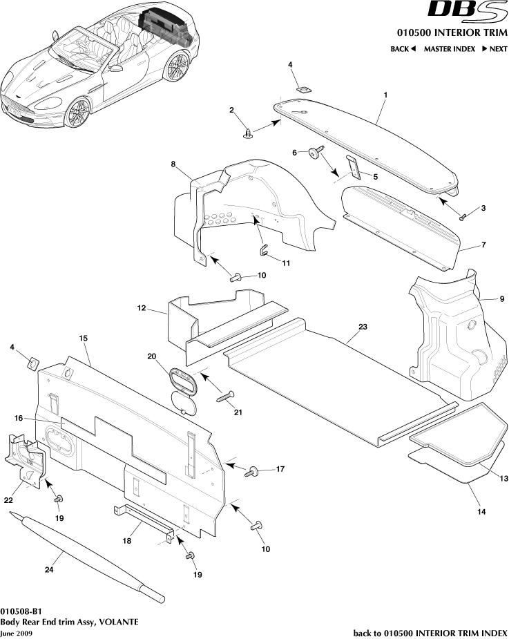 Interior Trim - Rear End Trim, Volante of Aston Martin Aston Martin GT DBS (2007-2012)