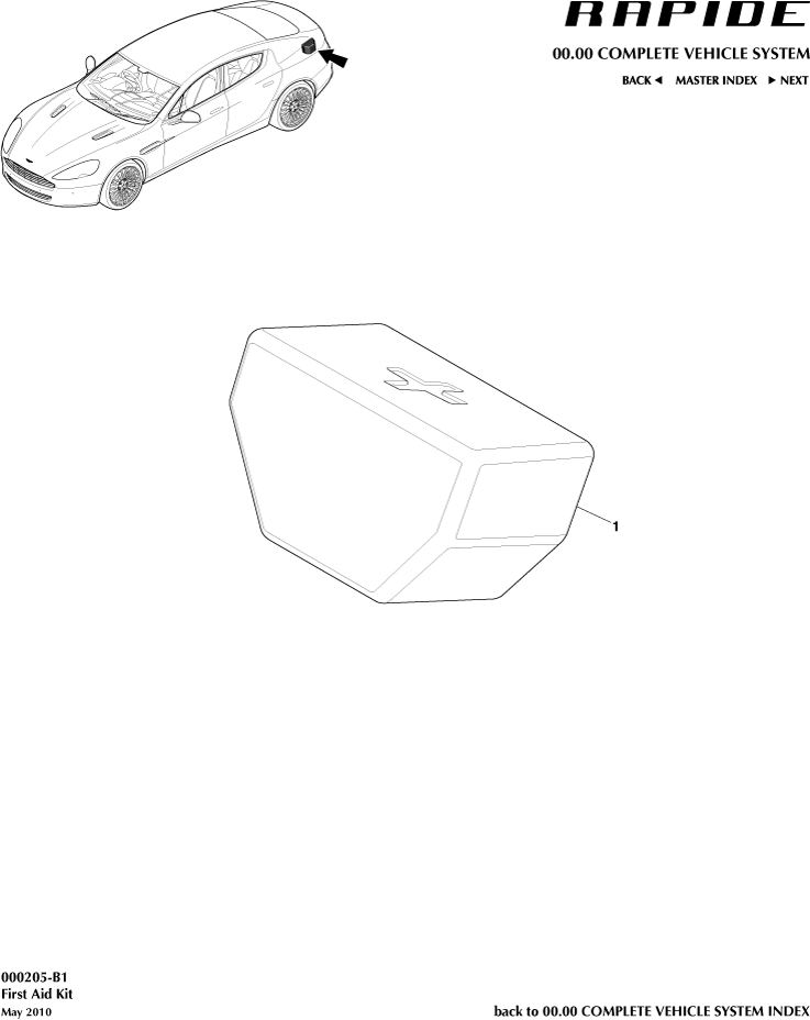 First Aid Kit of Aston Martin Aston Martin GT RAPIDE (2010-2019)
