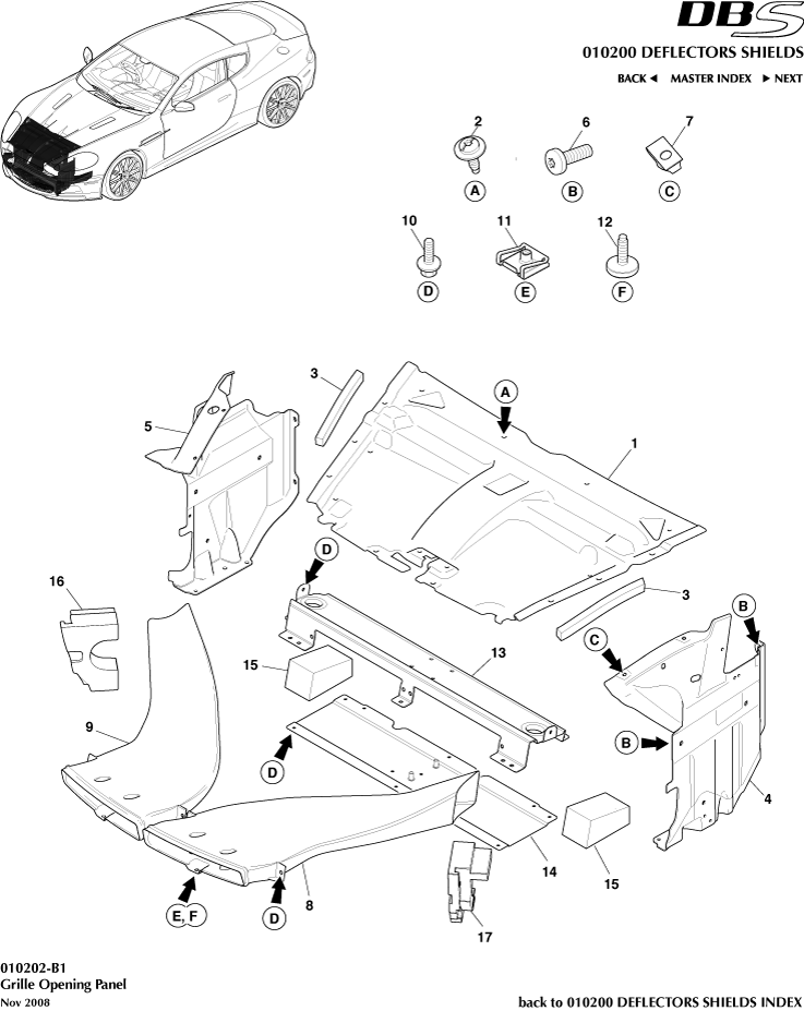 Front Structure - Grille Opening Panel of Aston Martin Aston Martin GT DBS (2007-2012)