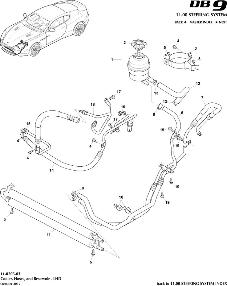 PAS Hoses, LHD of Aston Martin Aston Martin GT DB9 (2004-2017)