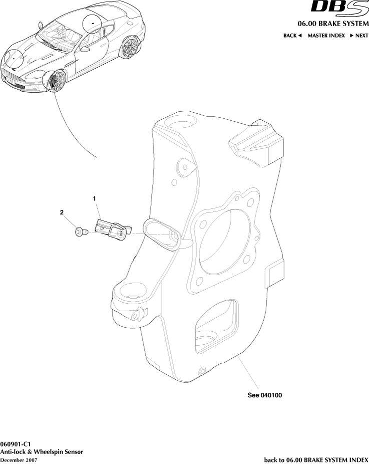 Lock & Wheel Spin Sensor of Aston Martin Aston Martin GT DBS (2007-2012)