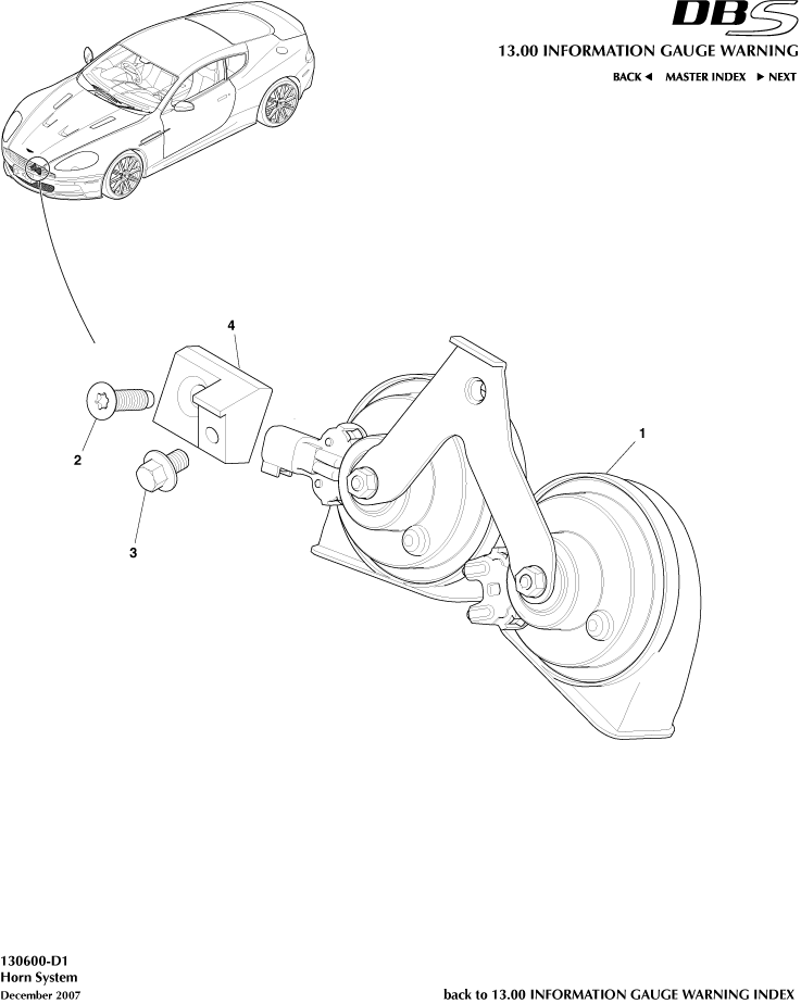 Horn System of Aston Martin Aston Martin GT DBS (2007-2012)