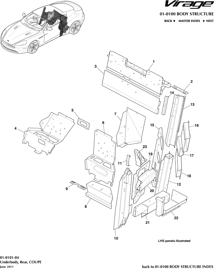 Body Structure - Underbody, Rear, Coupe of Aston Martin Aston Martin GT VIRAGE (2012-2013)