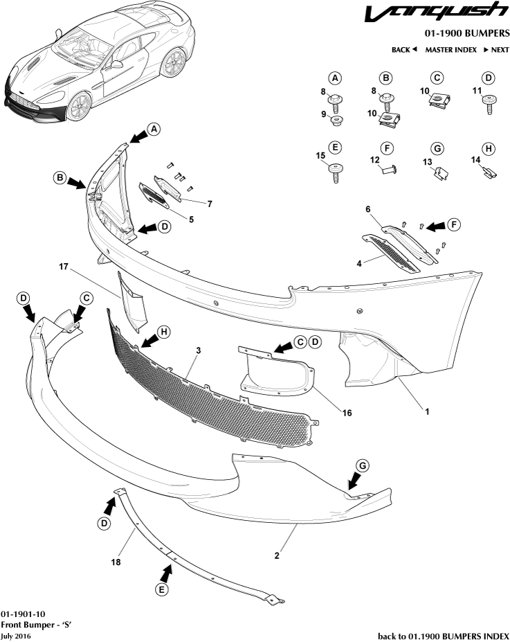 Front Bumper , 'S' of Aston Martin Aston Martin GT VANQUISH (2013-2018)