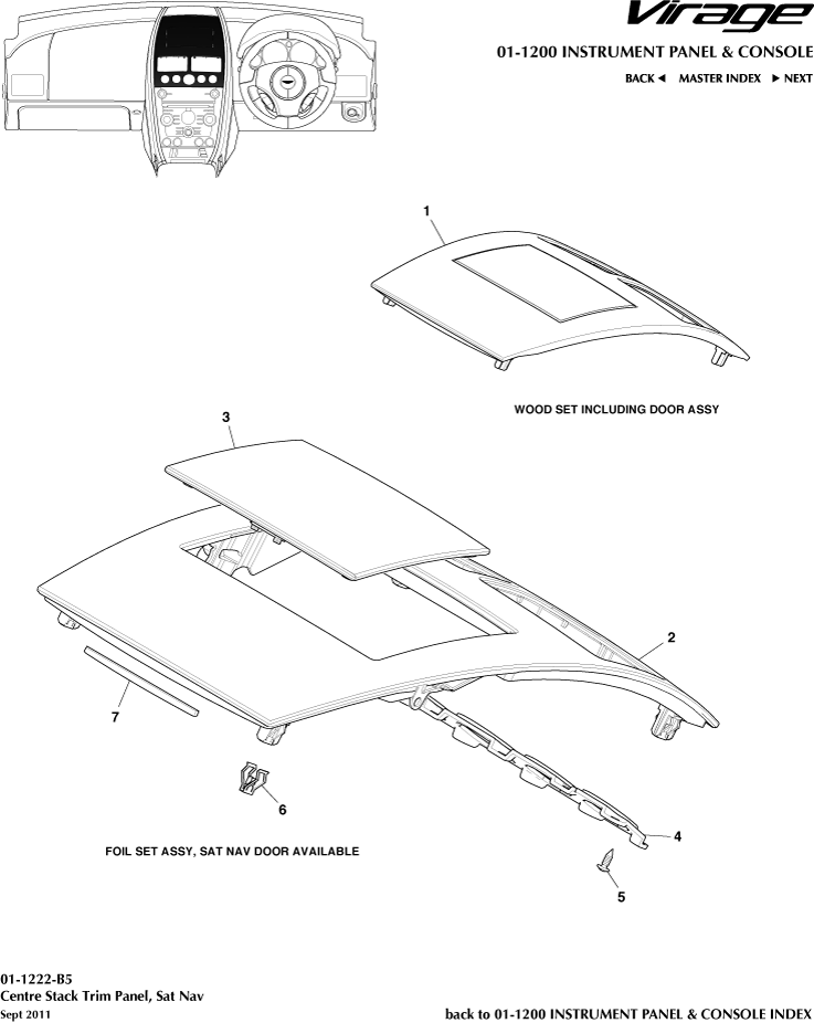 Instrument and Console Panels - Centre Stack Trim Panel of Aston Martin Aston Martin GT VIRAGE (2012-2013)