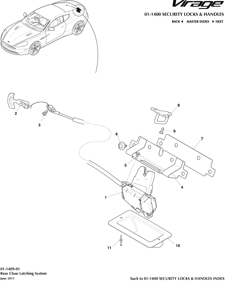 Handles & Locks Mechanisms - Rear Closure Latches of Aston Martin Aston Martin GT VIRAGE (2012-2013)