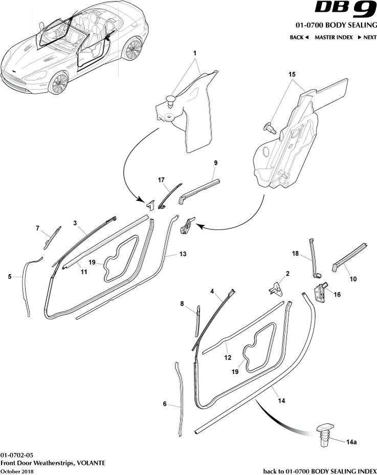 Body Sealing - Door Weatherstrips, Volante of Aston Martin Aston Martin GT DB9 (2004-2017)
