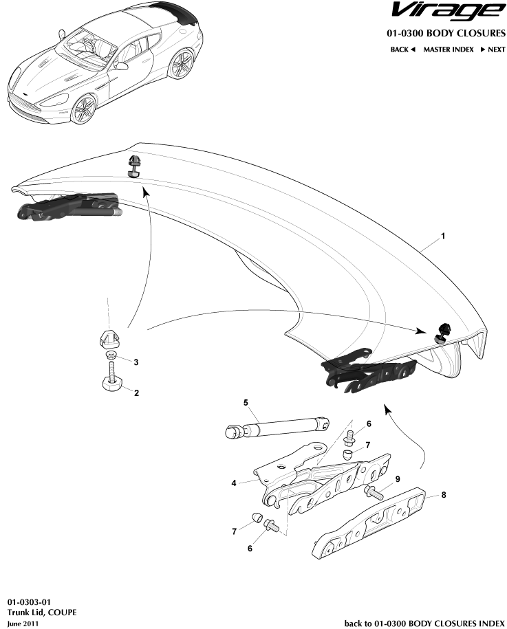 Body Closures - Trunk Lid & Hinge, Coupe of Aston Martin Aston Martin GT VIRAGE (2012-2013)
