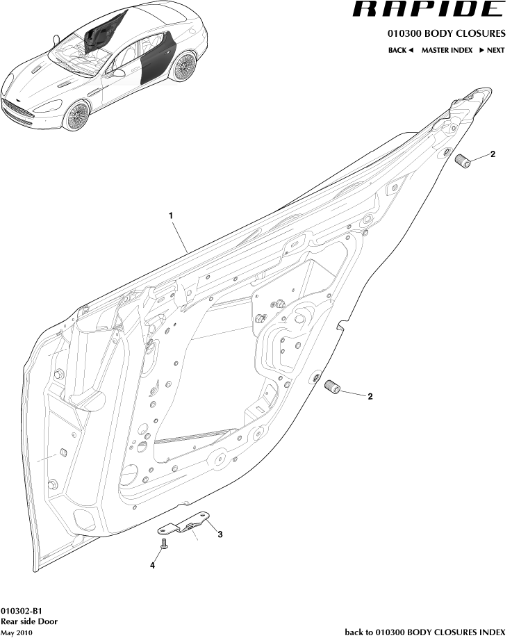 Body Closures - Rear Door Assembly of Aston Martin Aston Martin GT RAPIDE (2010-2019)