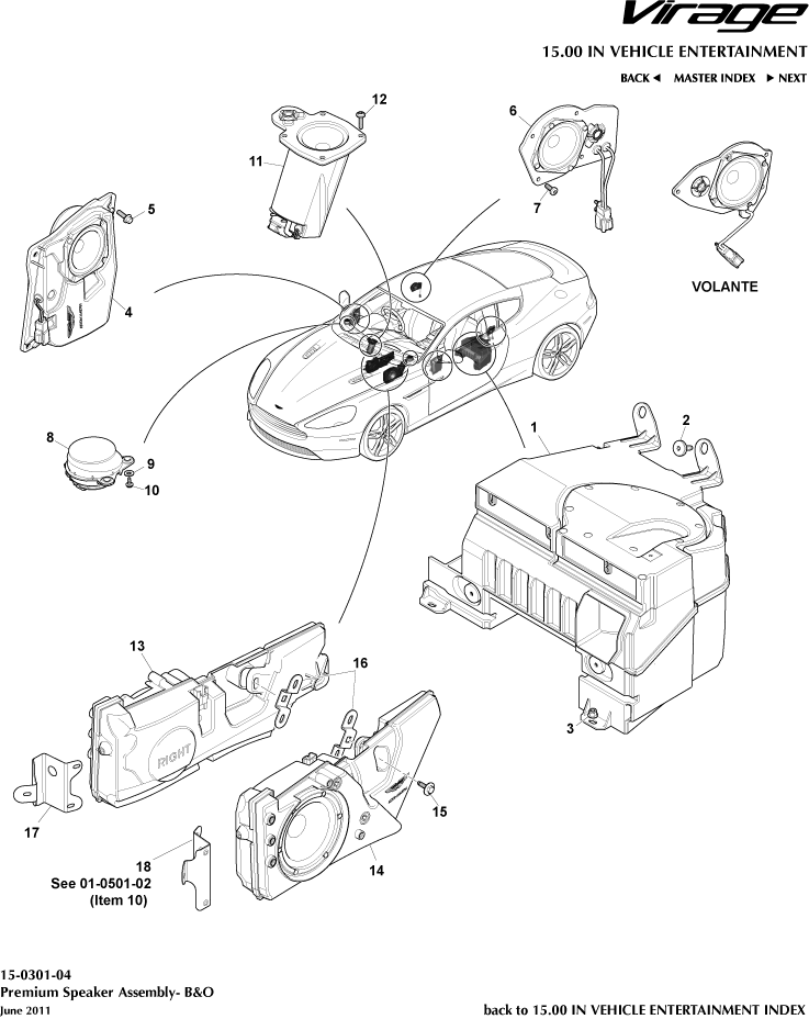 Speakers, B&O of Aston Martin Aston Martin GT VIRAGE (2012-2013)