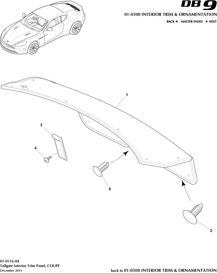 Interior Trim & Ornamentation - Tailgate Trim Panel, Coupe of Aston Martin Aston Martin GT DB9 (2004-2017)