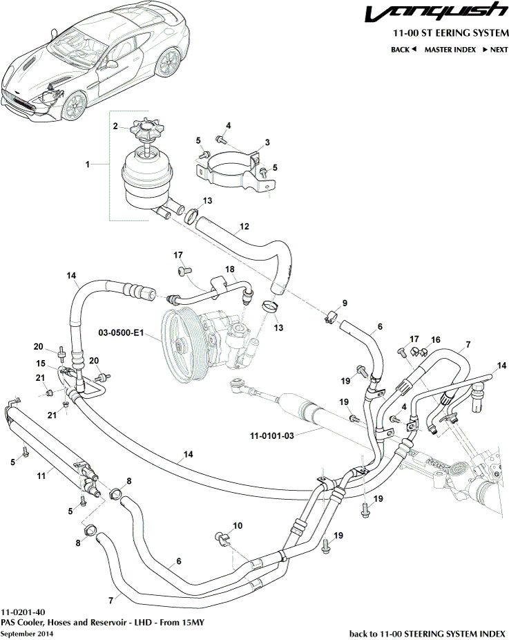 PAS Hoses, LHD 15MY on of Aston Martin Aston Martin GT VANQUISH (2013-2018)