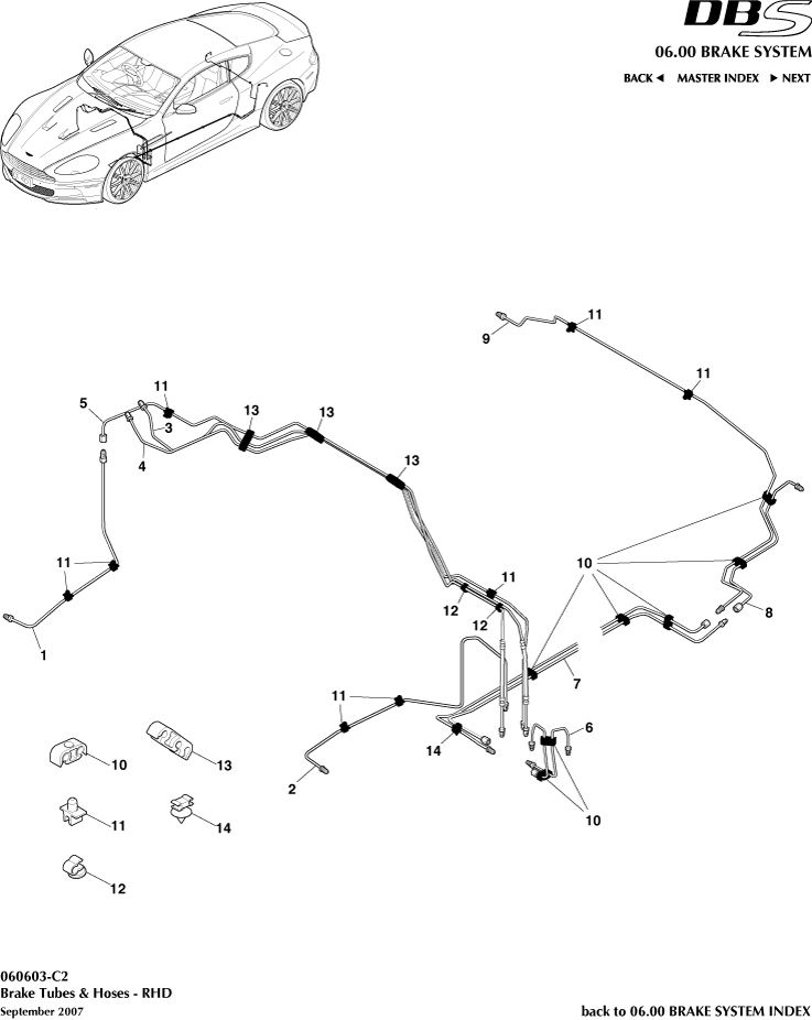 Brake Lines & Hoses, RHD of Aston Martin Aston Martin GT DBS (2007-2012)