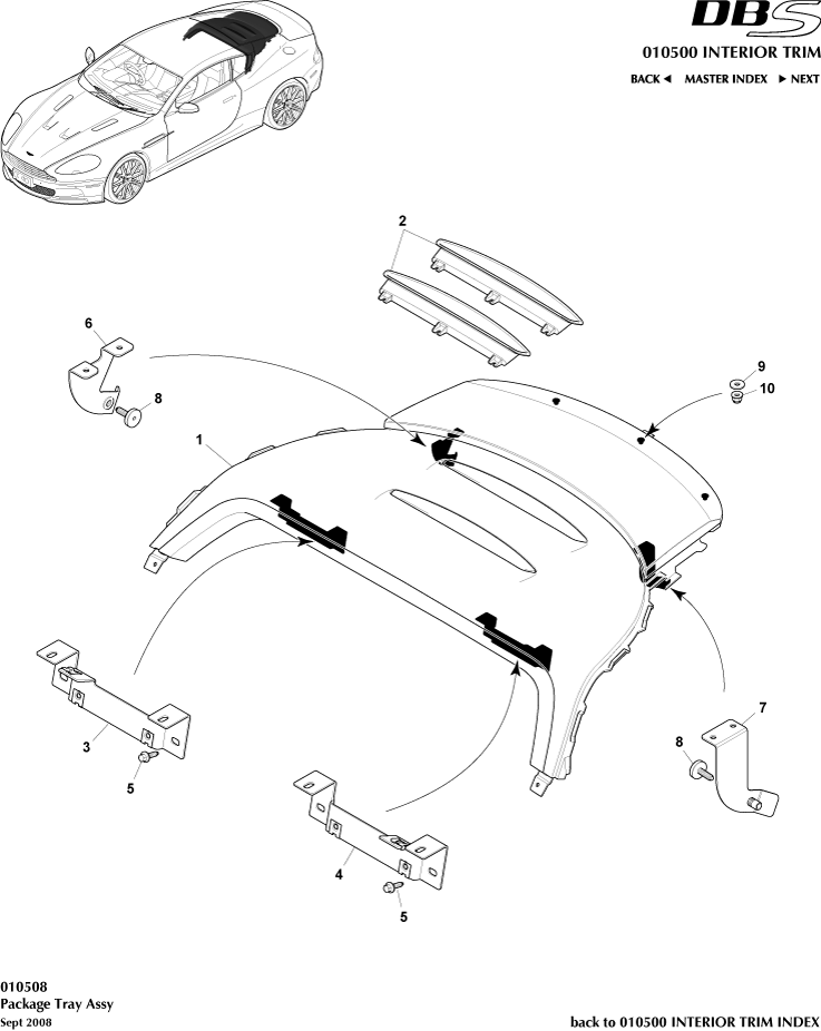 Interior Trim - Package Tray Assembly of Aston Martin Aston Martin GT DBS (2007-2012)