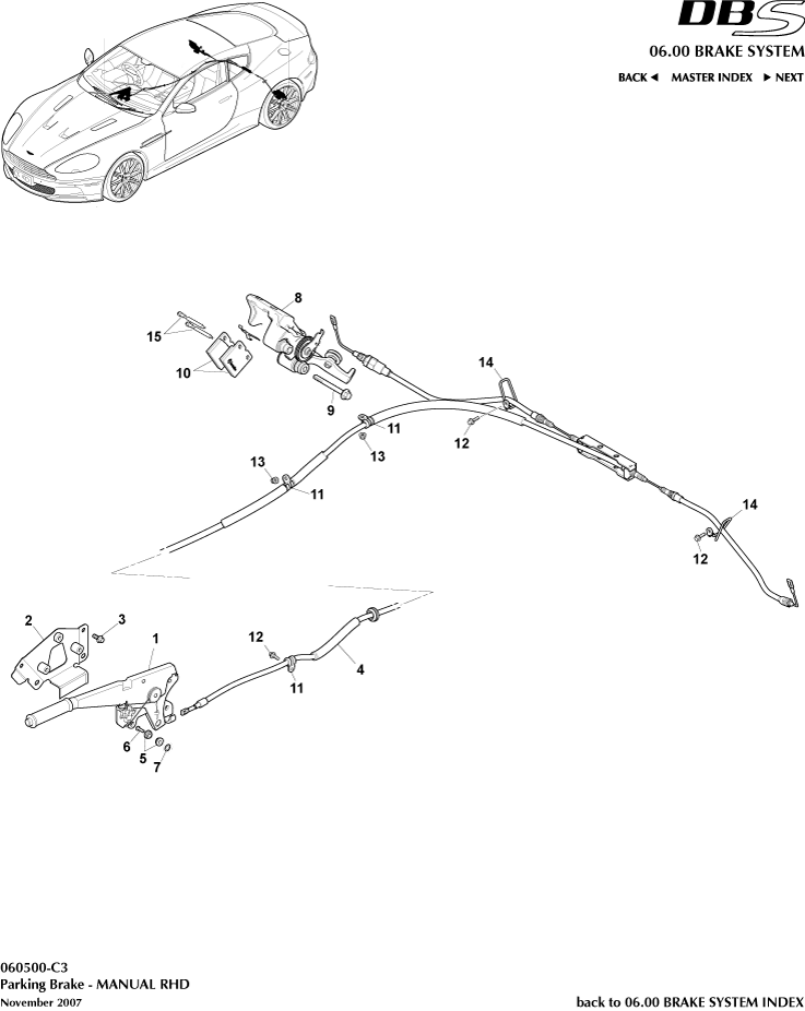 Parking Brake, RHD of Aston Martin Aston Martin GT DBS (2007-2012)