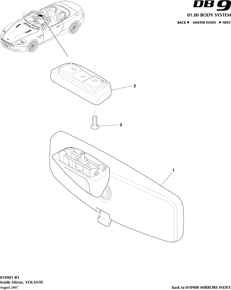 Interior Mirror, Volante of Aston Martin Aston Martin GT DB9 (2004-2017)