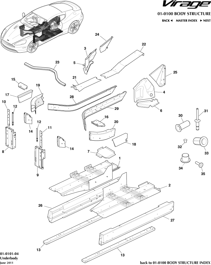 Body Structure - Underbody of Aston Martin Aston Martin GT VIRAGE (2012-2013)