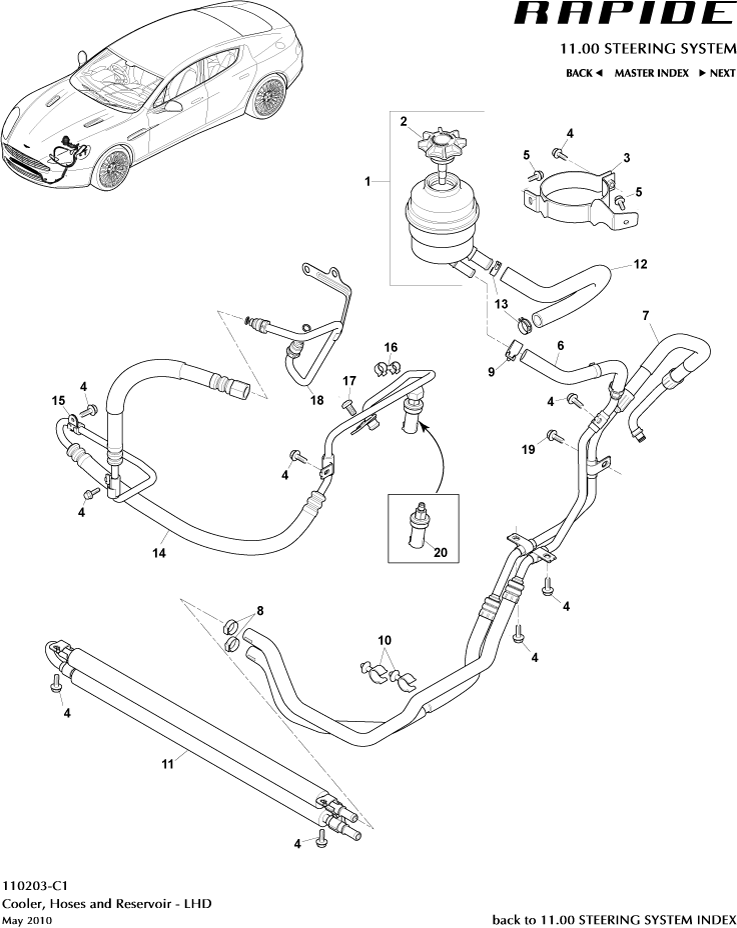 PAS Hoses, LHD of Aston Martin Aston Martin GT RAPIDE (2010-2019)