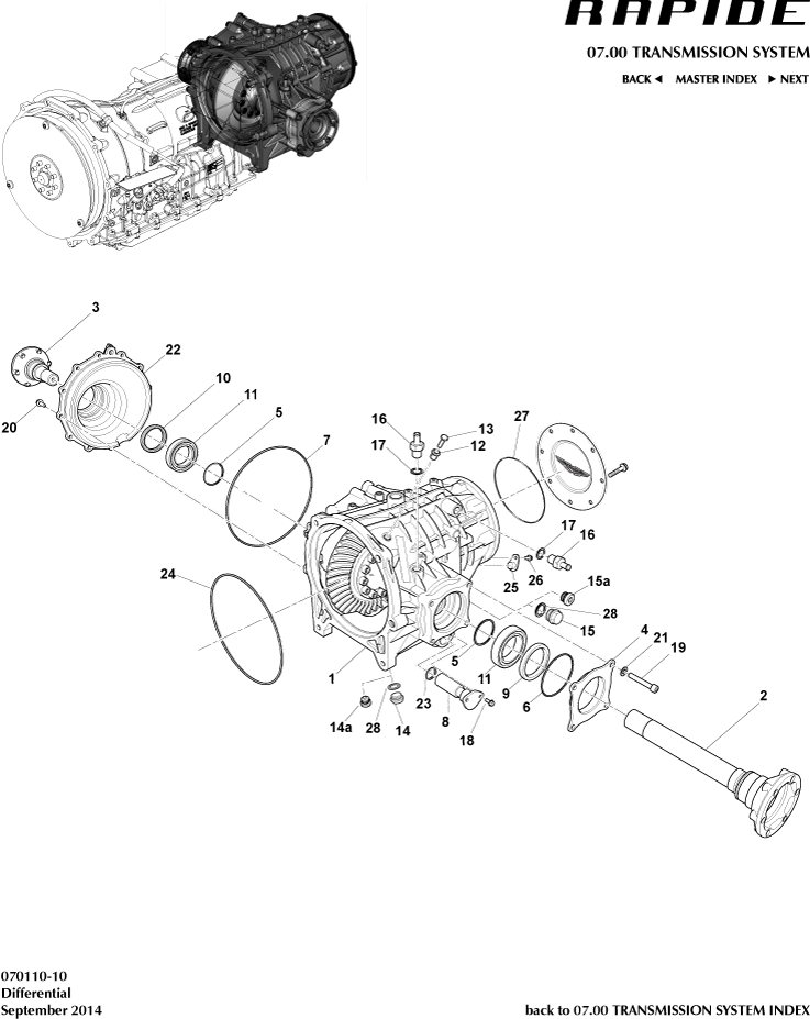 Differential of Aston Martin Aston Martin GT RAPIDE (2010-2019)