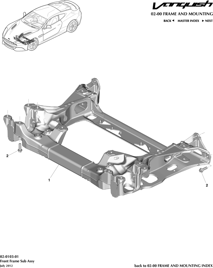 Front Subframe of Aston Martin Aston Martin GT VANQUISH (2013-2018)