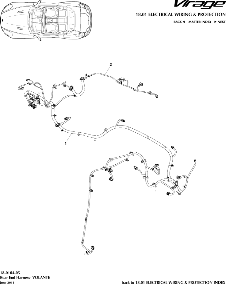 Electrical Wiring & Protection - Rear End Harness, Volante of Aston Martin Aston Martin GT VIRAGE (2012-2013)