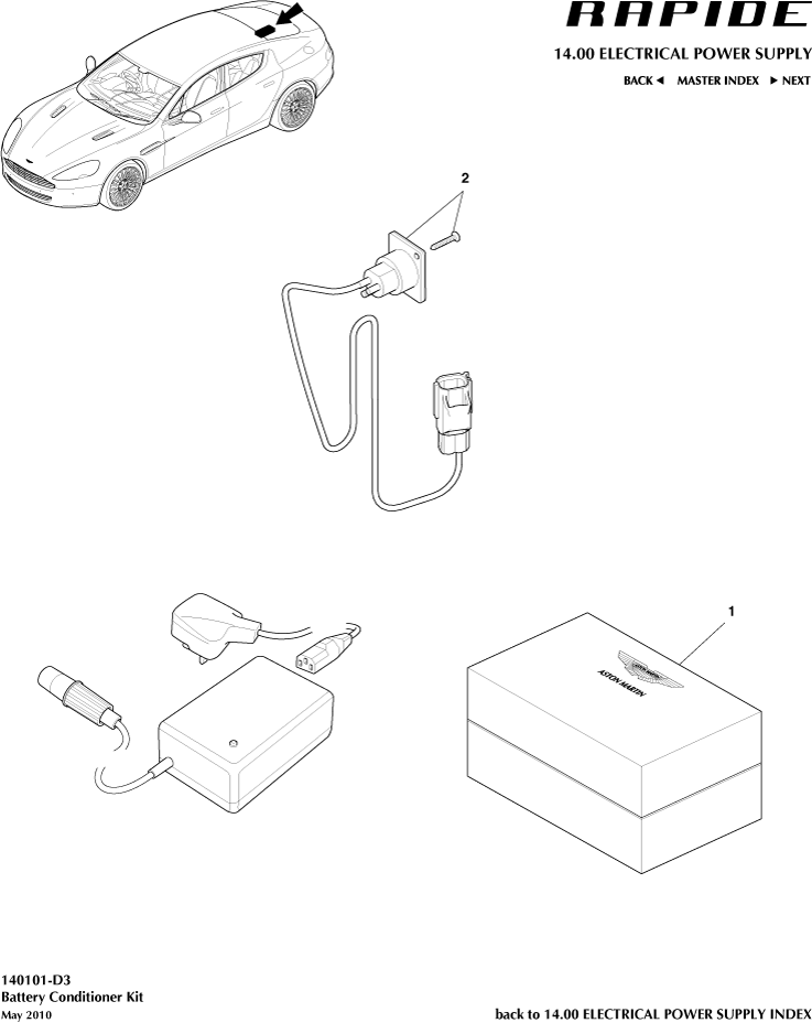 Battery Conditioner Kit of Aston Martin Aston Martin GT RAPIDE (2010-2019)