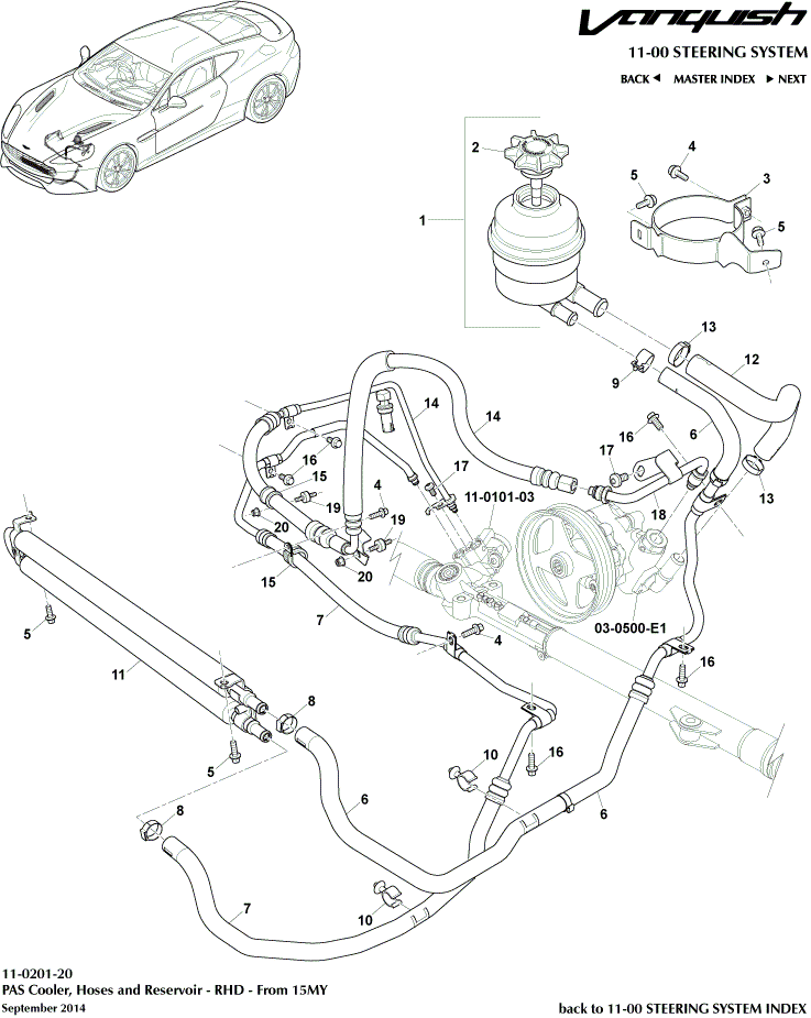 PAS Hoses, RHD 15MY on of Aston Martin Aston Martin GT VANQUISH (2013-2018)