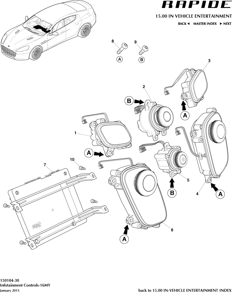 Infotainment Controls, 16MY of Aston Martin Aston Martin GT RAPIDE (2010-2019)