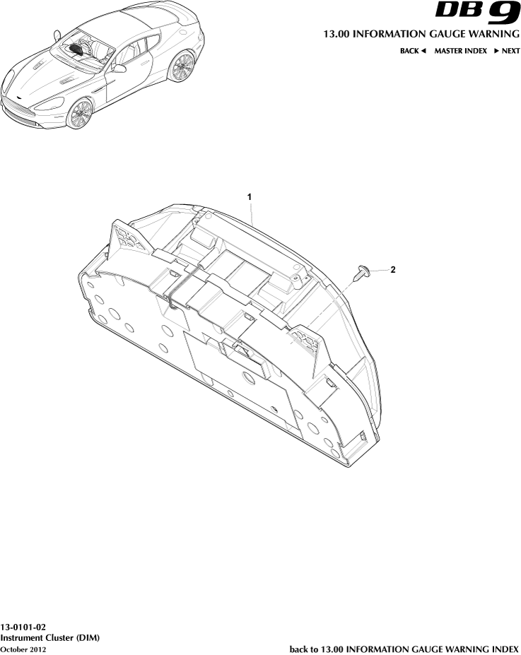 Instrument Cluster of Aston Martin Aston Martin GT DB9 (2004-2017)