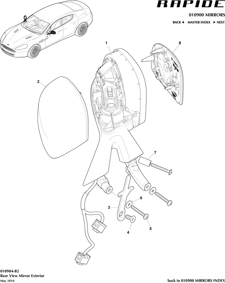 Rear View Mirrors - Exterior Rear View Mirrors of Aston Martin Aston Martin GT RAPIDE (2010-2019)