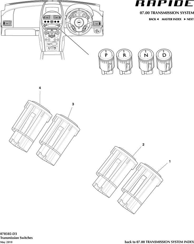 Transaxle Switches of Aston Martin Aston Martin GT RAPIDE (2010-2019)