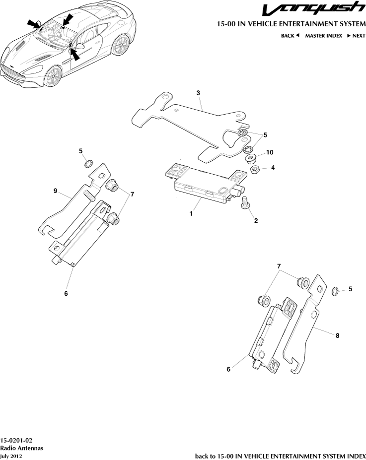 Radio Antenna of Aston Martin Aston Martin GT VANQUISH (2013-2018)