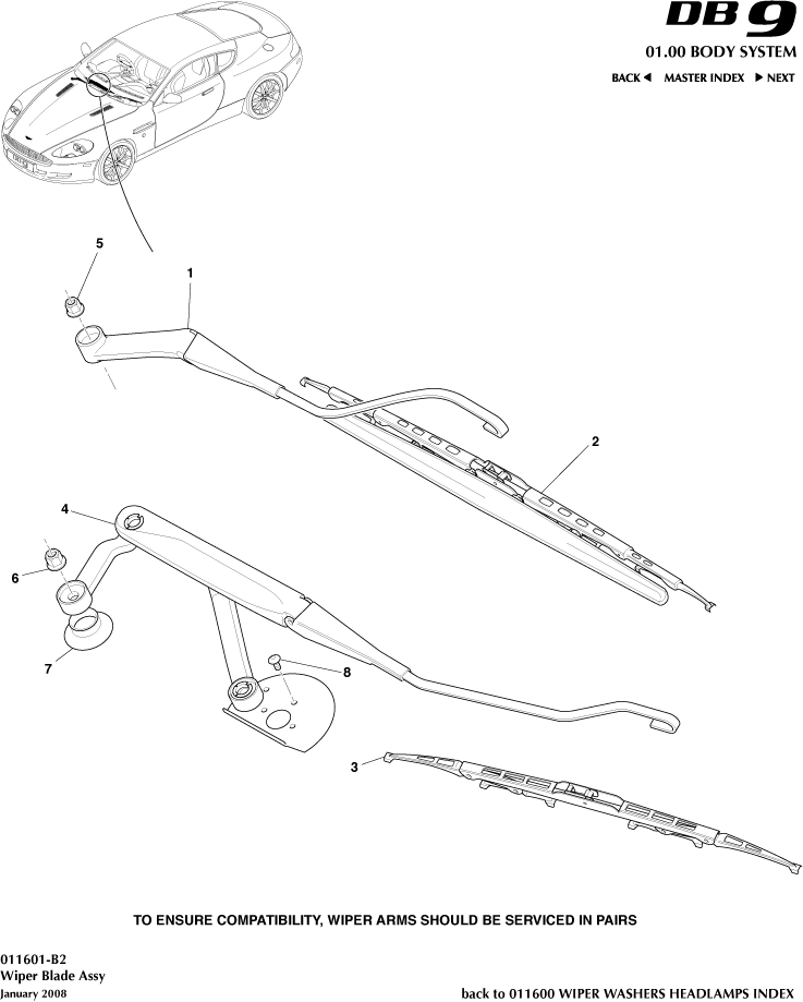 Wipers & Washers - Wiper Blade Assembly of Aston Martin Aston Martin GT DB9 (2004-2017)
