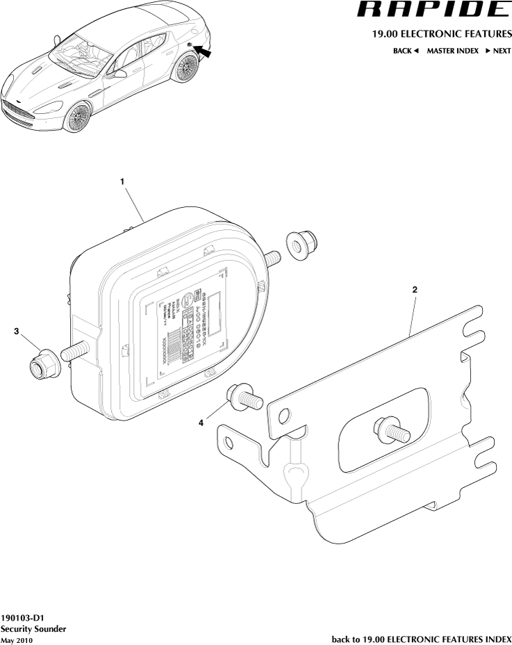 Alarm Horns & Sirens of Aston Martin Aston Martin GT RAPIDE (2010-2019)