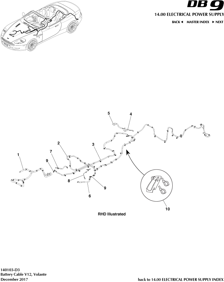 Battery Cables, Volante of Aston Martin Aston Martin GT DB9 (2004-2017)