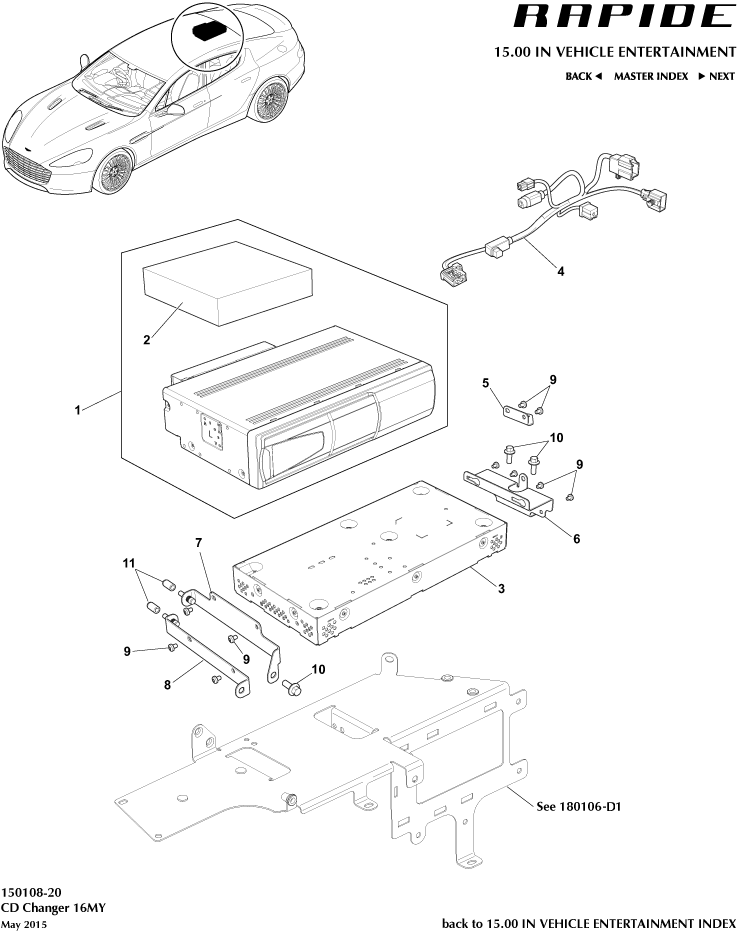 CD Changer, 16MY on of Aston Martin Aston Martin GT RAPIDE (2010-2019)