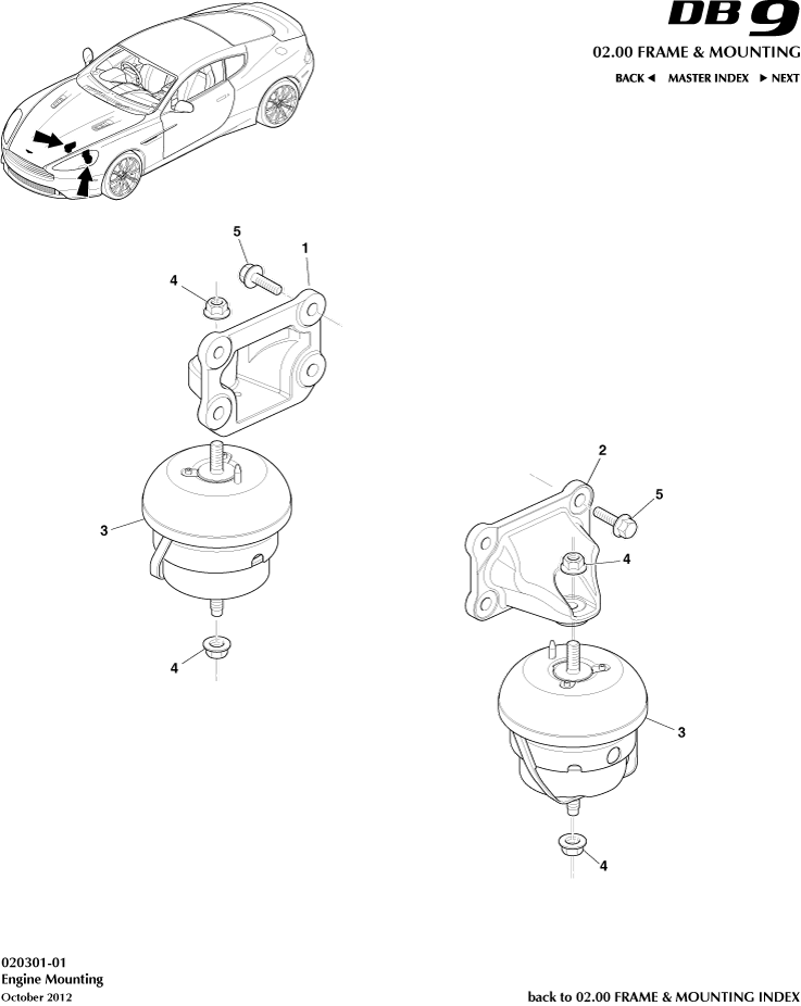 Engine Mountings of Aston Martin Aston Martin GT DB9 (2004-2017)