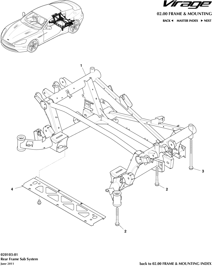 Rear Subframe of Aston Martin Aston Martin GT VIRAGE (2012-2013)