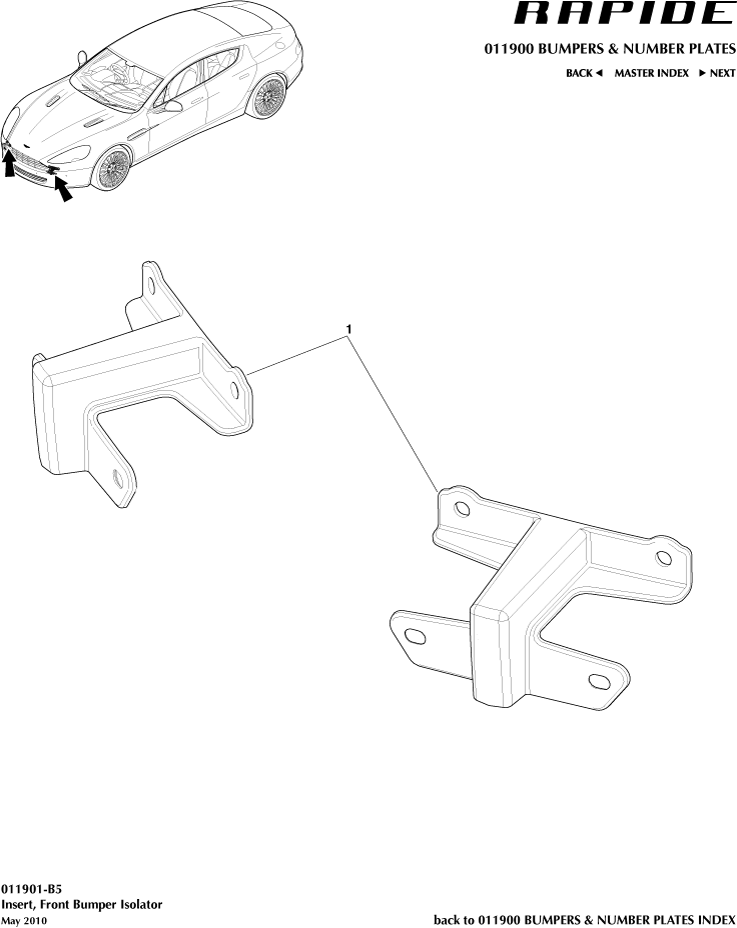 Insert, Front Bumper Isolator of Aston Martin Aston Martin GT RAPIDE (2010-2019)