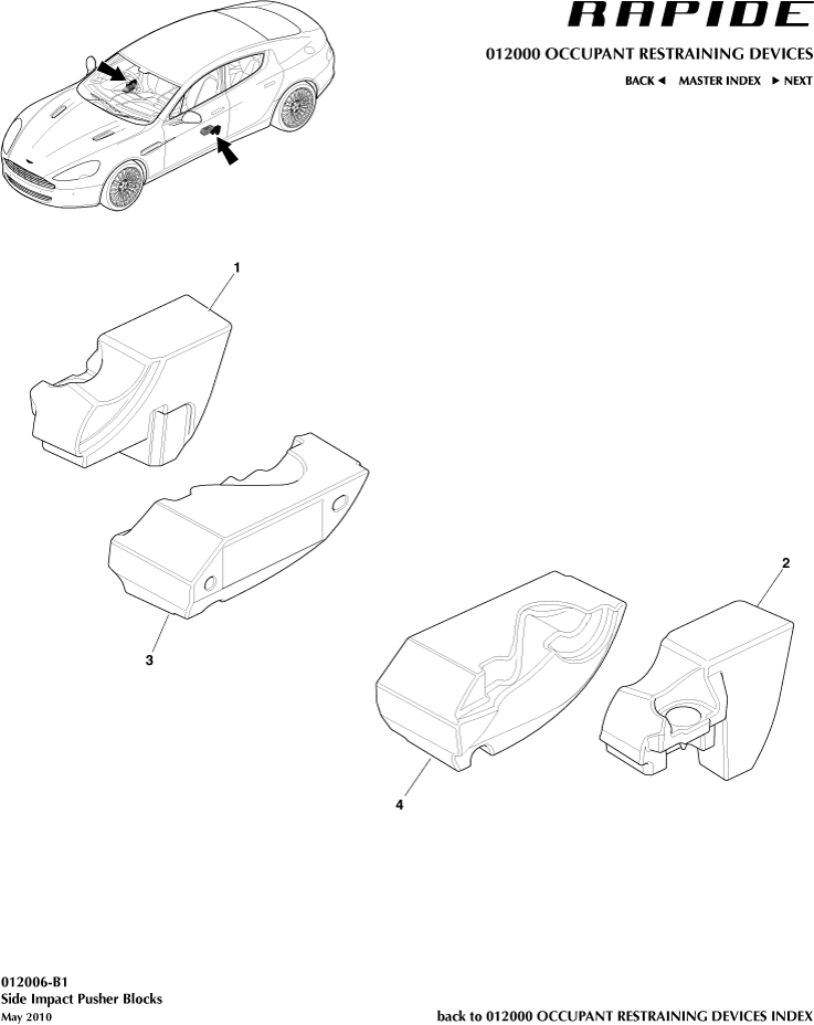 Occupant Restraining Devices - Side Impact Blocks of Aston Martin Aston Martin GT RAPIDE (2010-2019)