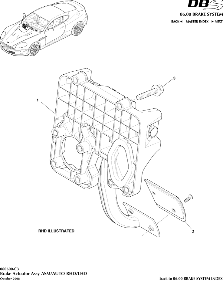 Brake Actuator Assembly, Manual of Aston Martin Aston Martin GT DBS (2007-2012)