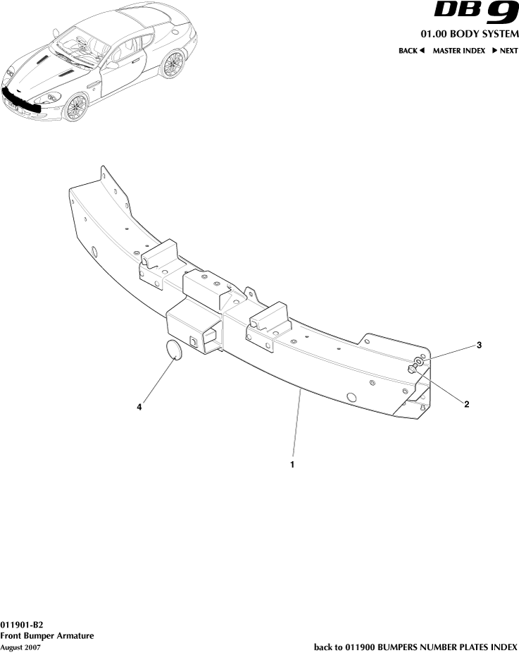 Bumpers and Number Plates - Front Bumper Armature of Aston Martin Aston Martin GT DB9 (2004-2017)