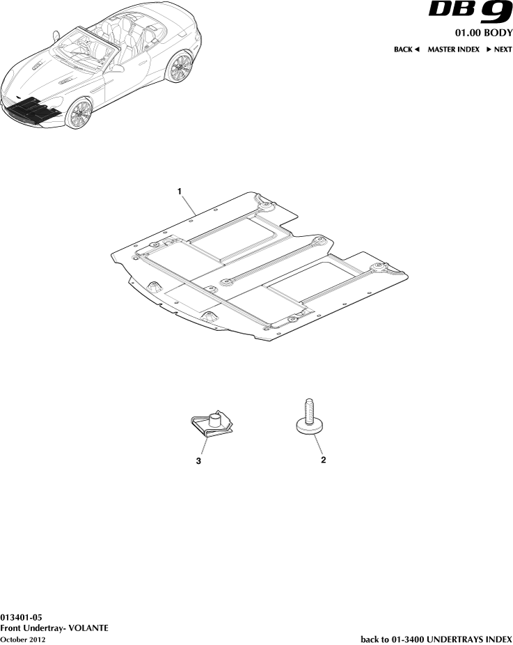 Front Undertray, Volante of Aston Martin Aston Martin GT DB9 (2004-2017)