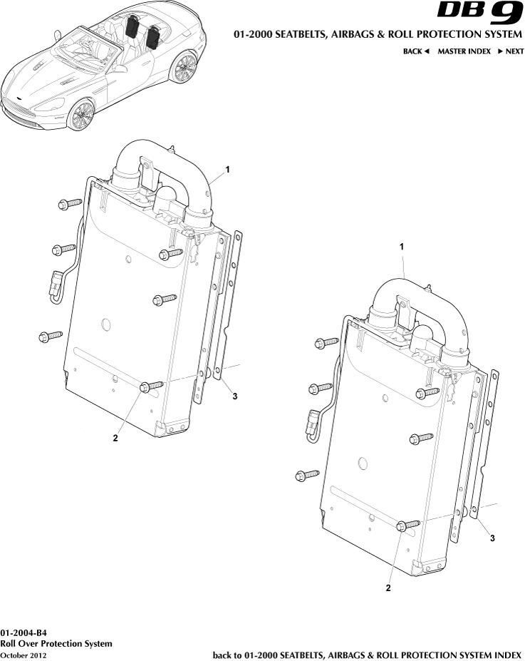 Occupant Restraining Devices - Deployable Rollbar, Volante of Aston Martin Aston Martin GT DB9 (2004-2017)