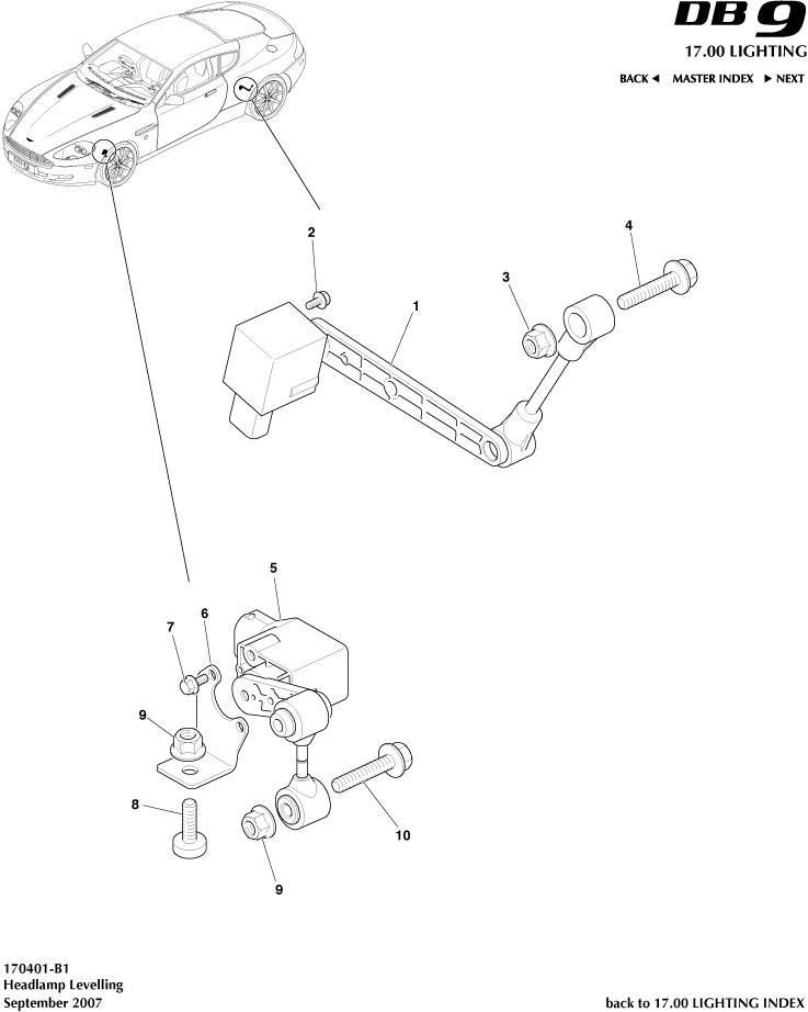 Headlamp Leveling of Aston Martin Aston Martin GT DB9 (2004-2017)