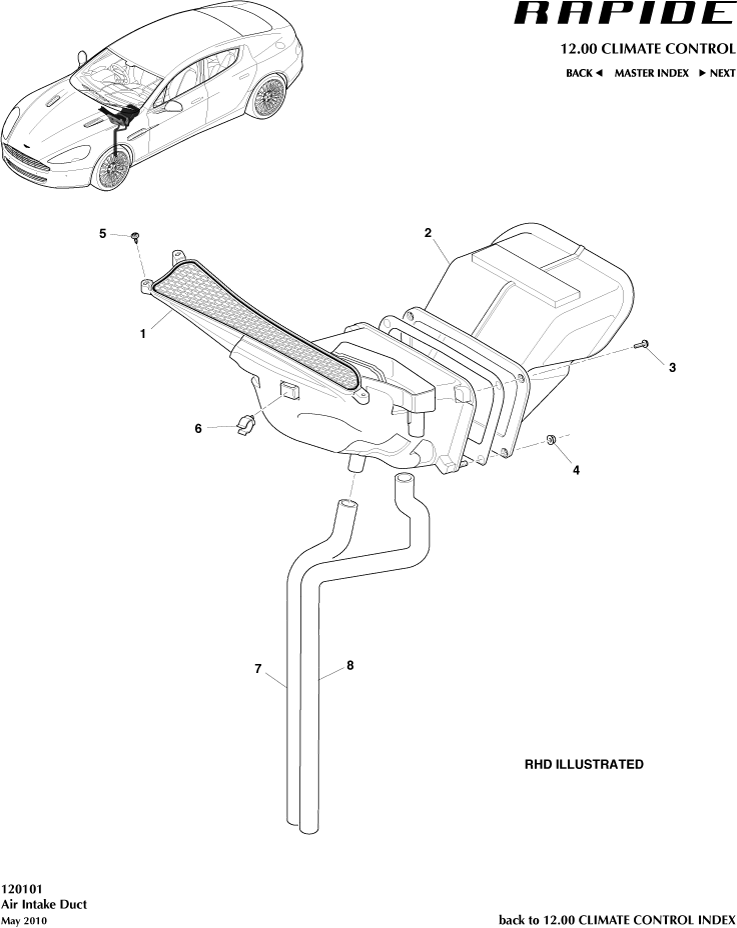 Air Intake Components of Aston Martin Aston Martin GT RAPIDE (2010-2019)