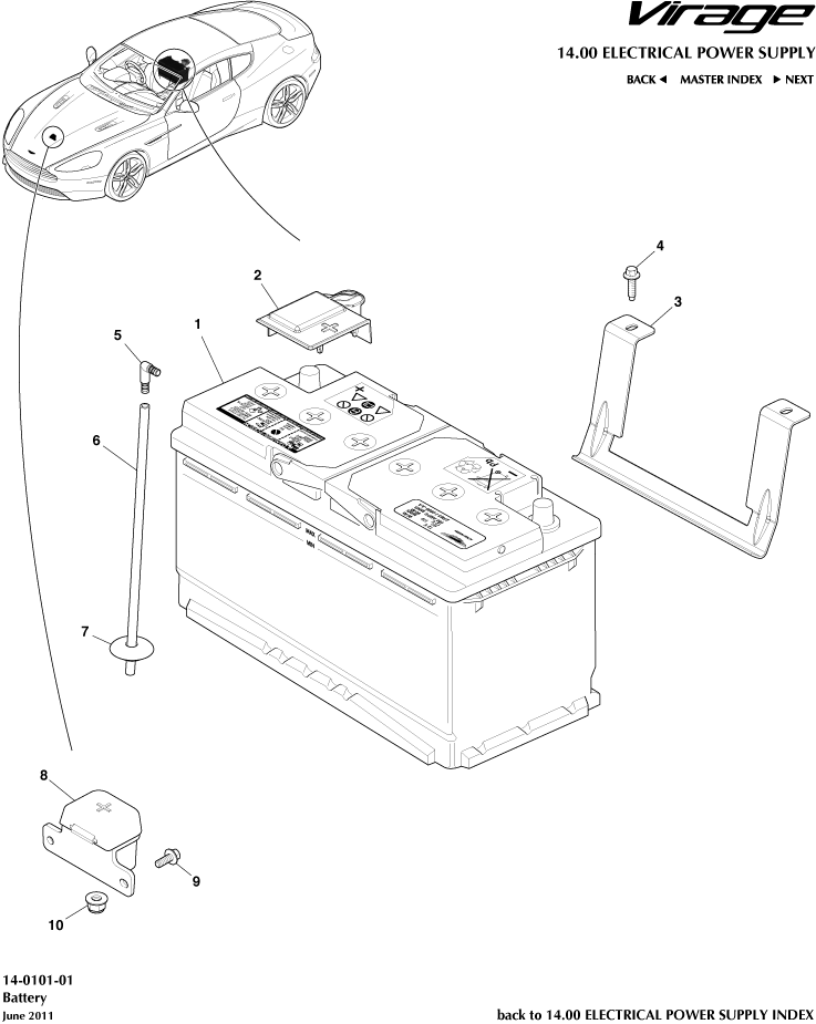 Battery of Aston Martin Aston Martin GT VIRAGE (2012-2013)