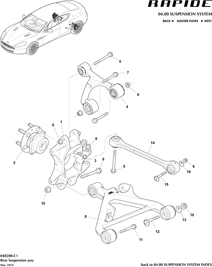 Rear Suspension Assembly of Aston Martin Aston Martin GT RAPIDE (2010-2019)