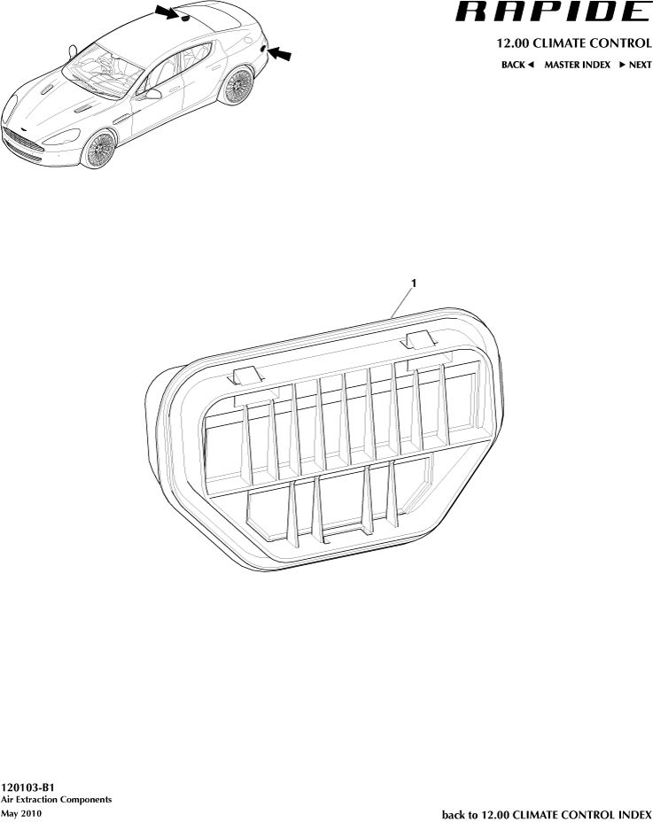 Air Extraction Components of Aston Martin Aston Martin GT RAPIDE (2010-2019)